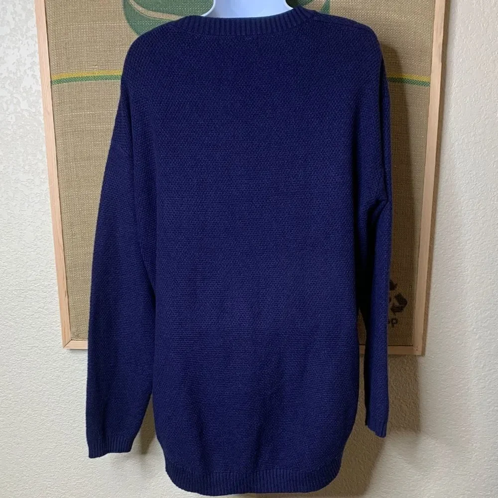 MEROKEETY, ladies, Large  Navy Blue Sweater